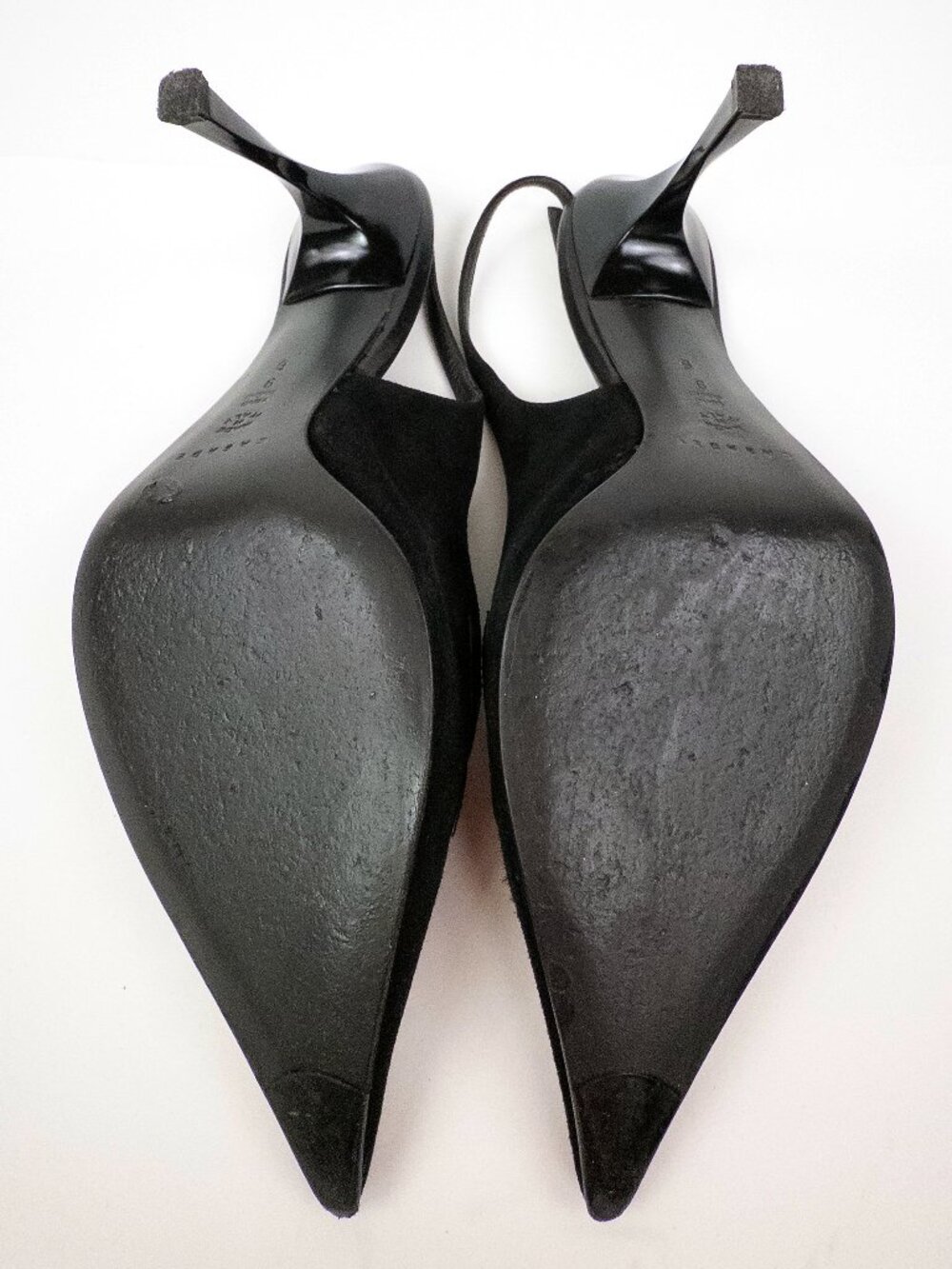 Casadei Black Suede Slingback Pumps Sculptural Twist Heel Pointed Toe Sz 9 - Picture 6 of 9